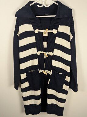 Talbots Nautical Striped Cotton Toggle Cardigan Sweater | Size M